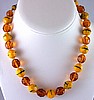 SJ109 W.Germany amber/squash faceted glass bead necklace